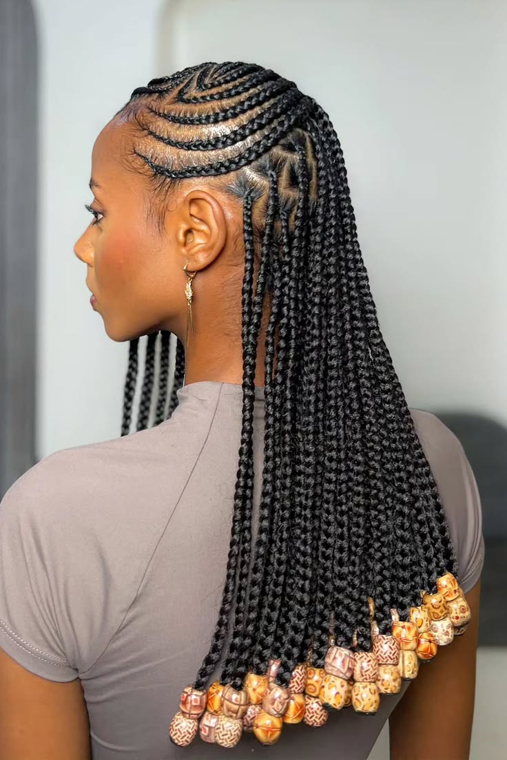 Beautiful Lemonade Braids side swept hairstyle